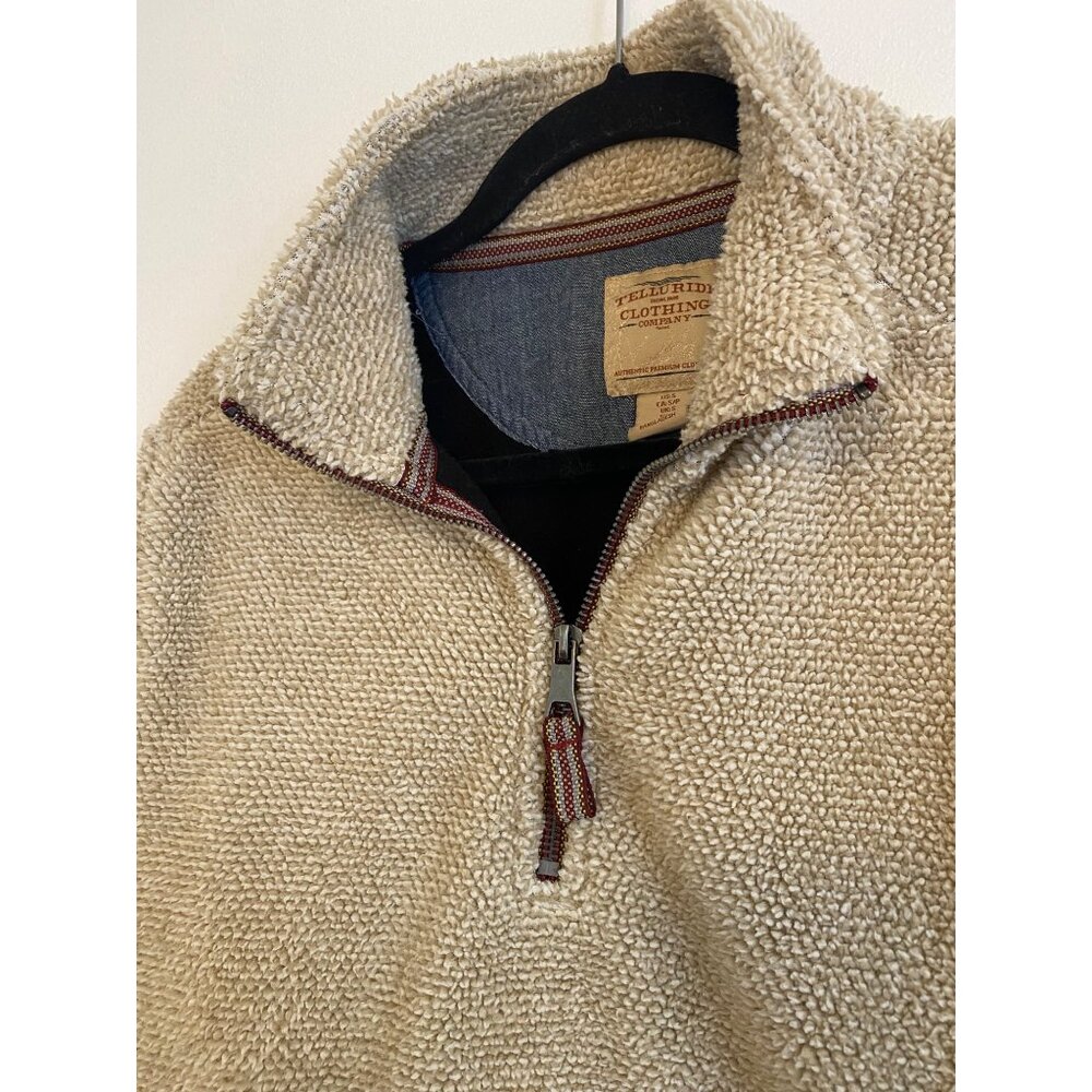 Telluride Clothing Co Beige Sherpa Pullover Sweater Quarter Zip Size S - Picture 3 of 7